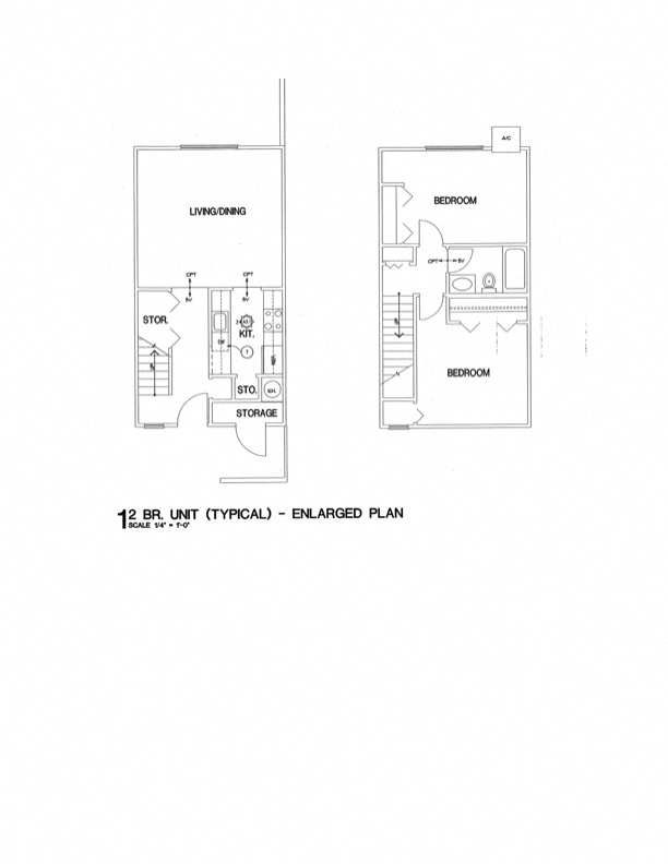 Floor plan for 2 beds, 1 bath, 768 sqft